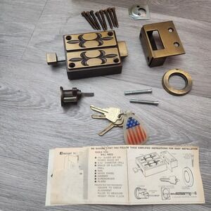 Vintage Sears Craftsman Safety Double Action Door Lock Set Hardware 70s Security